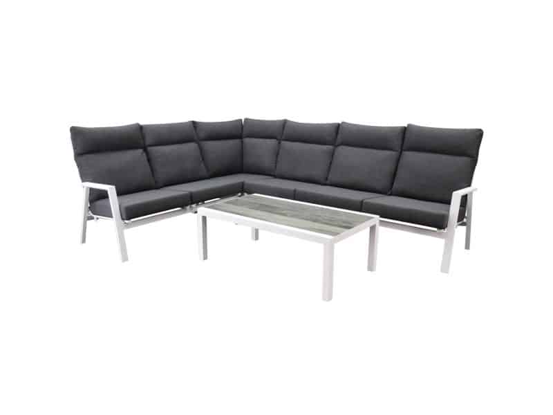 Pacific hoek loungeset 5 delig aluminium wit