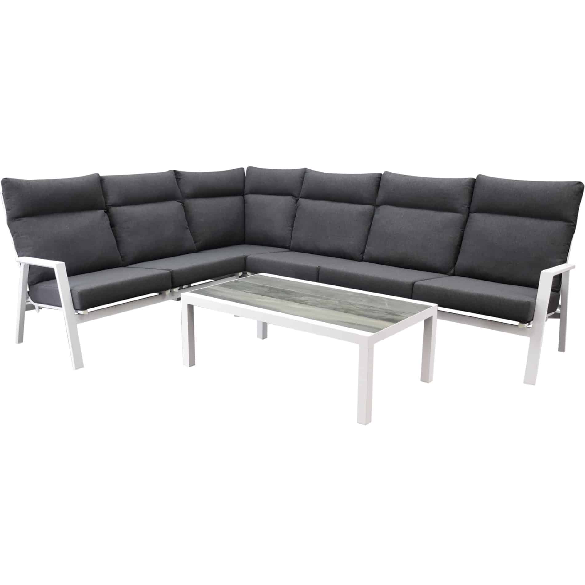pacific hoek loungeset 5 delig aluminium wit