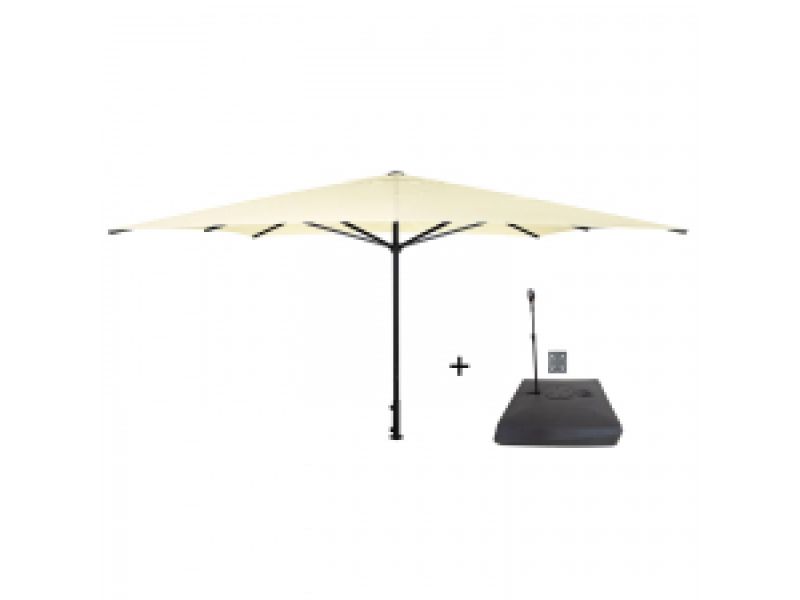 Parasol Moreno 400x400cm ecru met verrijdbare vulvoet Rhino