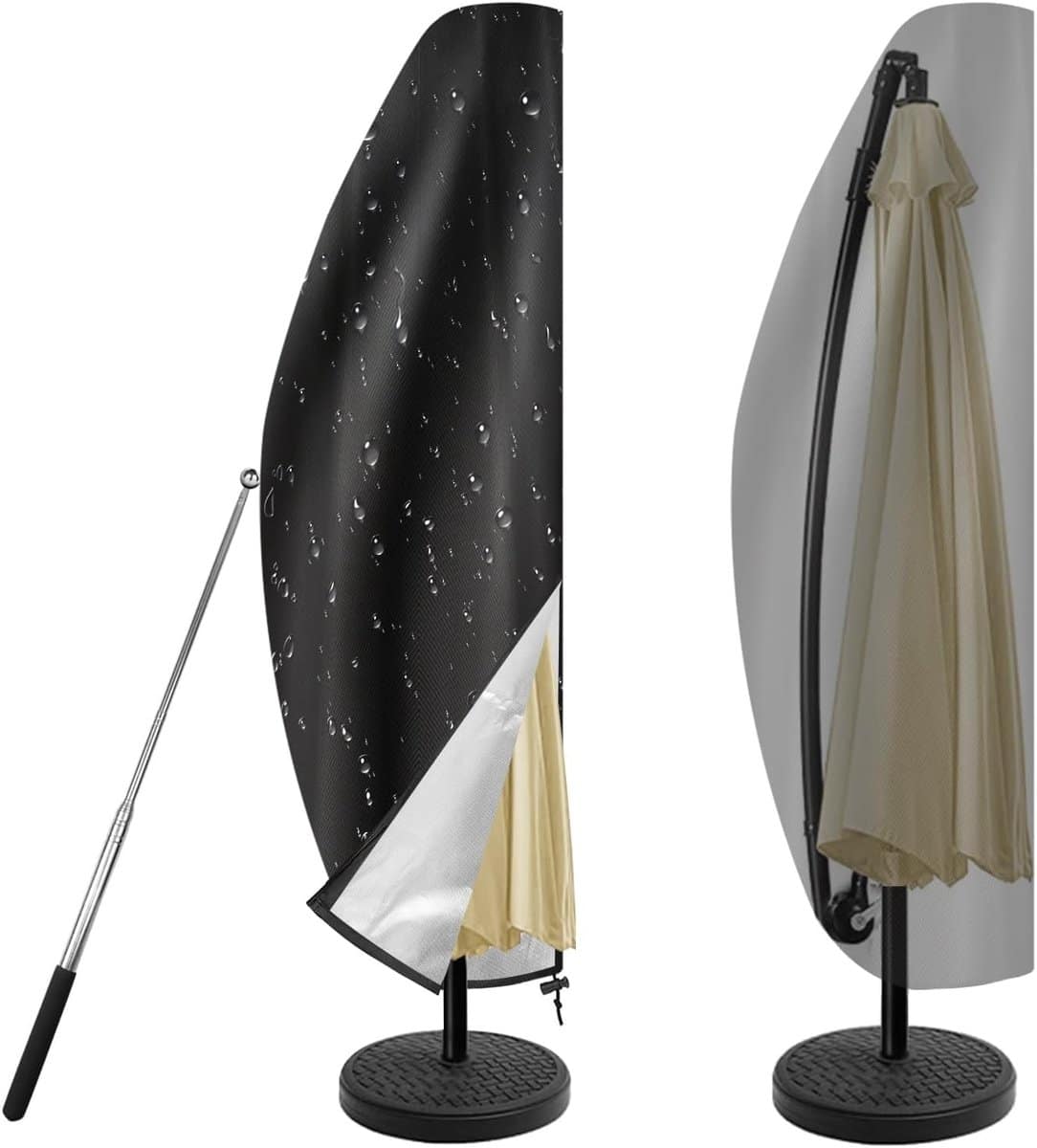 parasolhoes, 265×40/70/50cm, waterdichte afdekking voor hangende parasol met stang