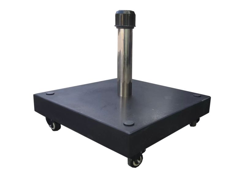 Parasolvoet op 4 wielen, 60kg graniet zwart