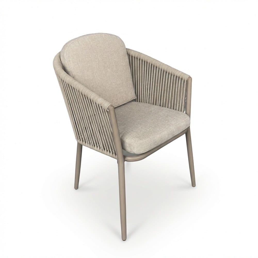 parma dining tuinstoel | touw + aluminium | beige