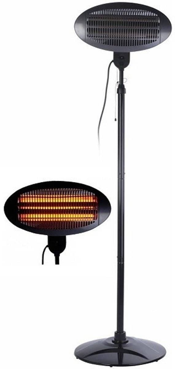 perel staande terraswarmer terrasverwarmer in hoogte verstelbaar