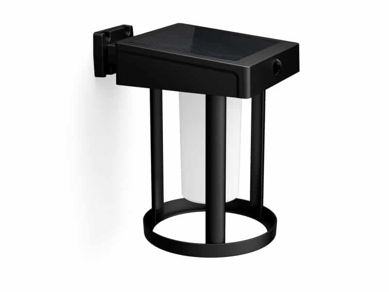 Philips Solar Wandlamp Camill Zwart Rond Mat Glas 1,4w