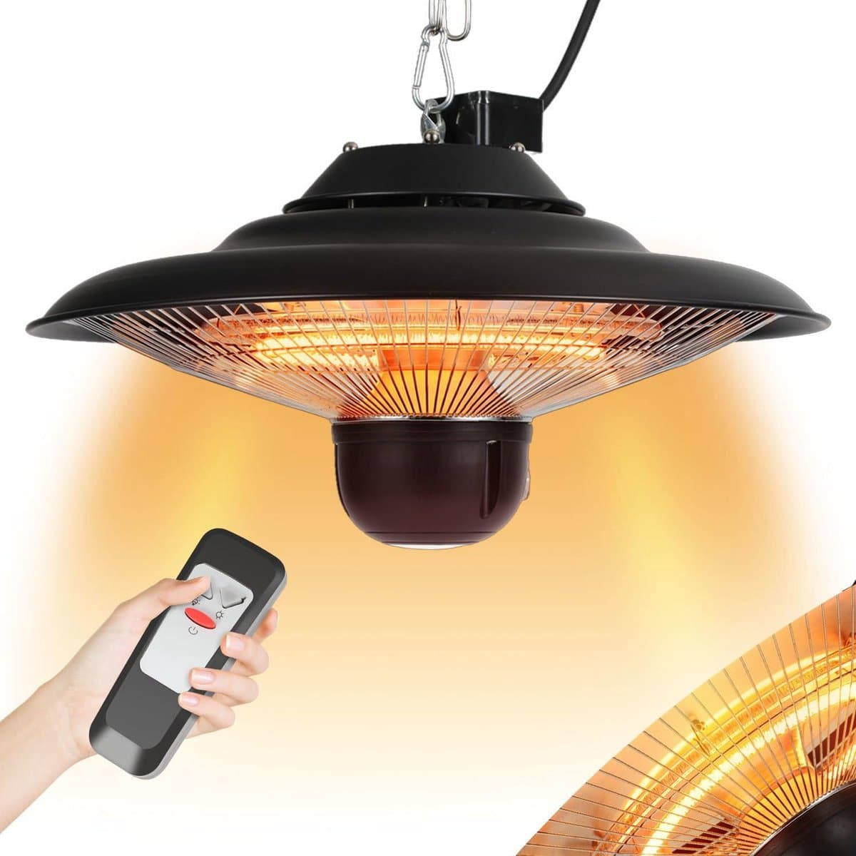 Plafondwarmtestraler voor Buiten – 1500/2000 W Met Afstandsbediening – IP24