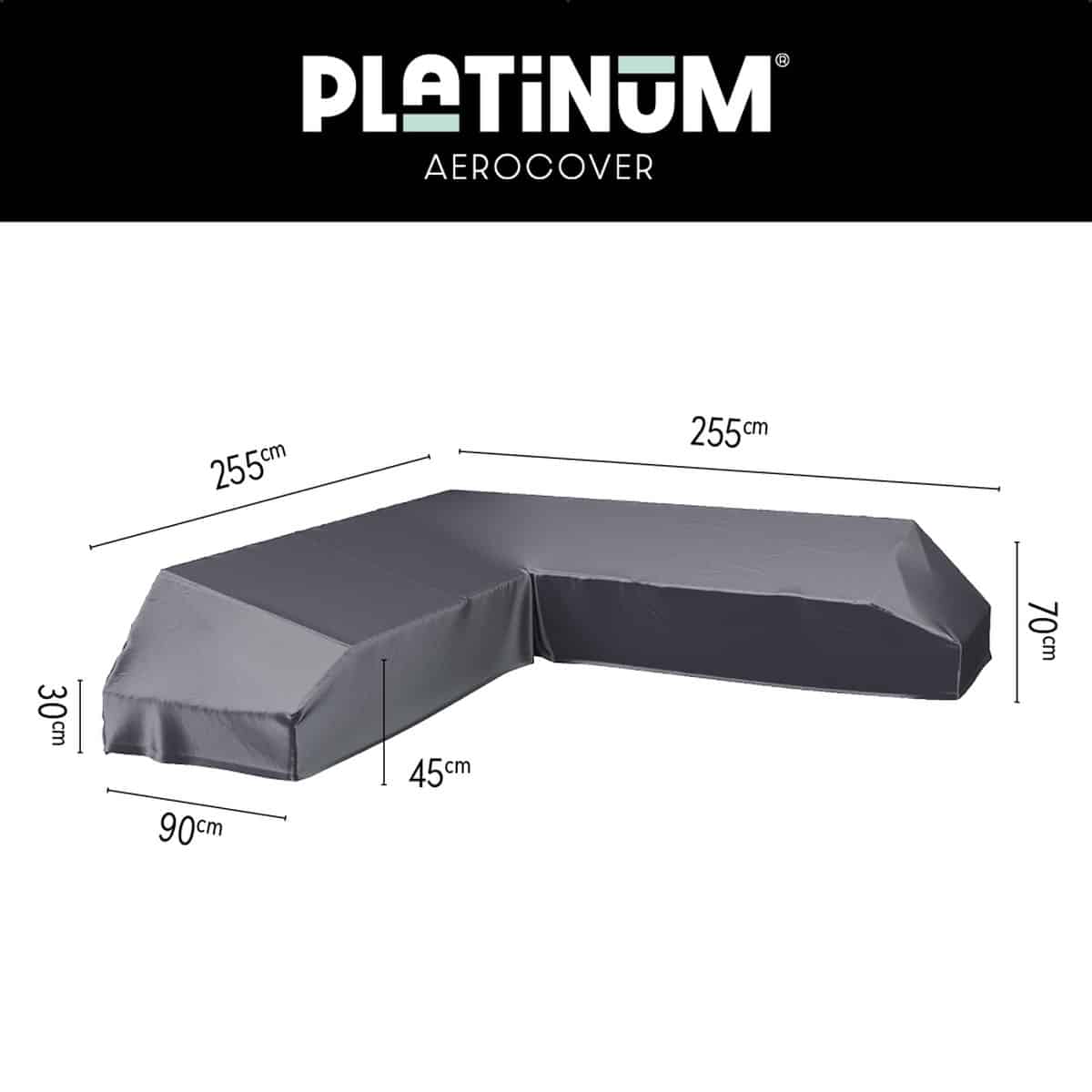 platinum aerocover loungebankhoes l vorm 255x255x90xh30/45/70cm ademend