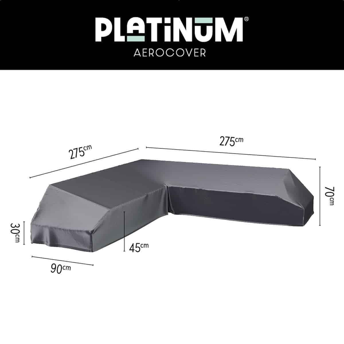 platinum aerocover loungebankhoes l vorm 275x275x90xh30/45/70cm ademend