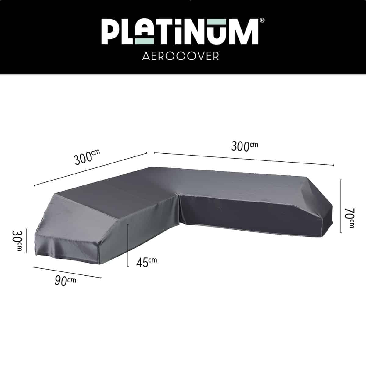 platinum aerocover loungebankhoes l vorm 300x300x90xh30/45/70cm ademend