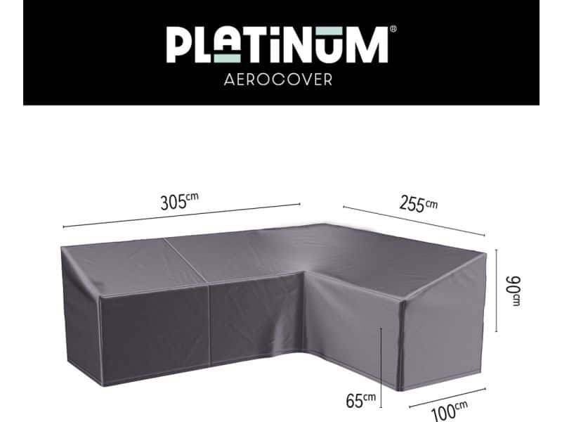 Platinum AeroCover - Loungebankhoes L-vorm - 305x255x100xH65/90 Rechts - Ademend