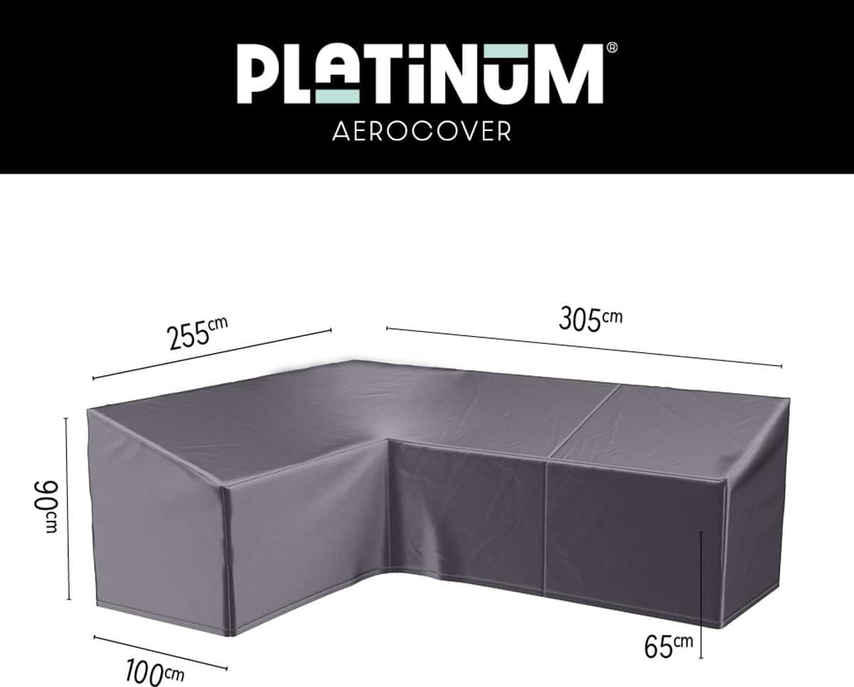 platinum aerocover loungebankhoes l vorm 305x255x100xh65/90cm links ademend