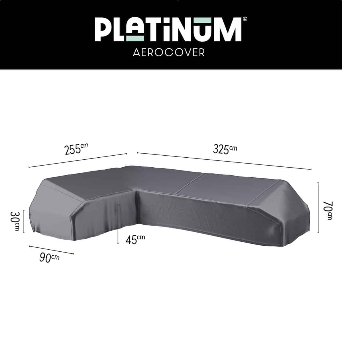 platinum aerocover loungebankhoes l vorm 325x255x90xh30/45/70cm links ademend