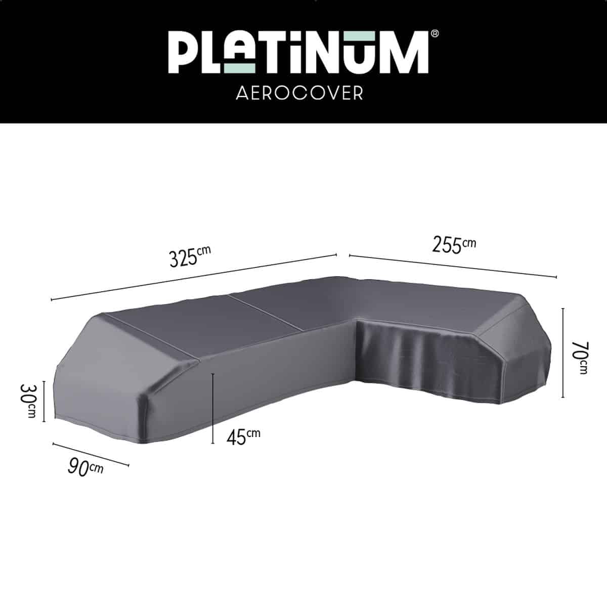 platinum aerocover loungebankhoes l vorm 325x255x90xh30/45/70cm rechts ademend