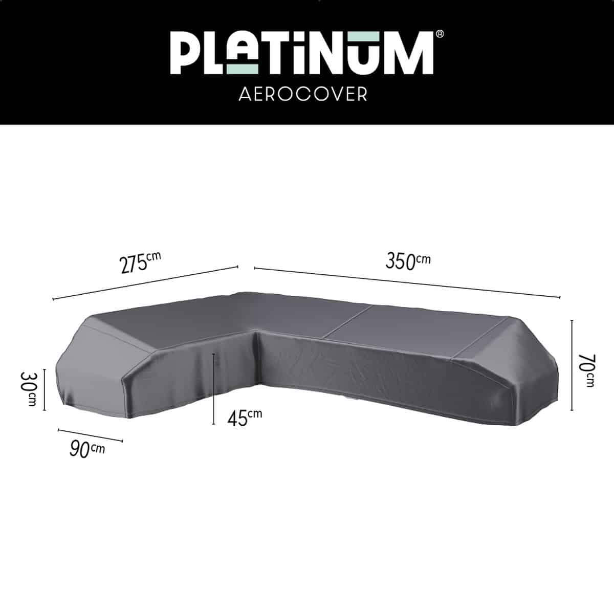 platinum aerocover loungebankhoes l vorm 350x275x90xh30/45/70cm links ademend