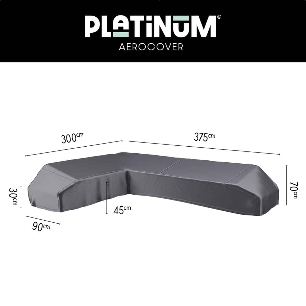 platinum aerocover loungebankhoes l vorm 375x300x90xh30/45/70cm links ademend