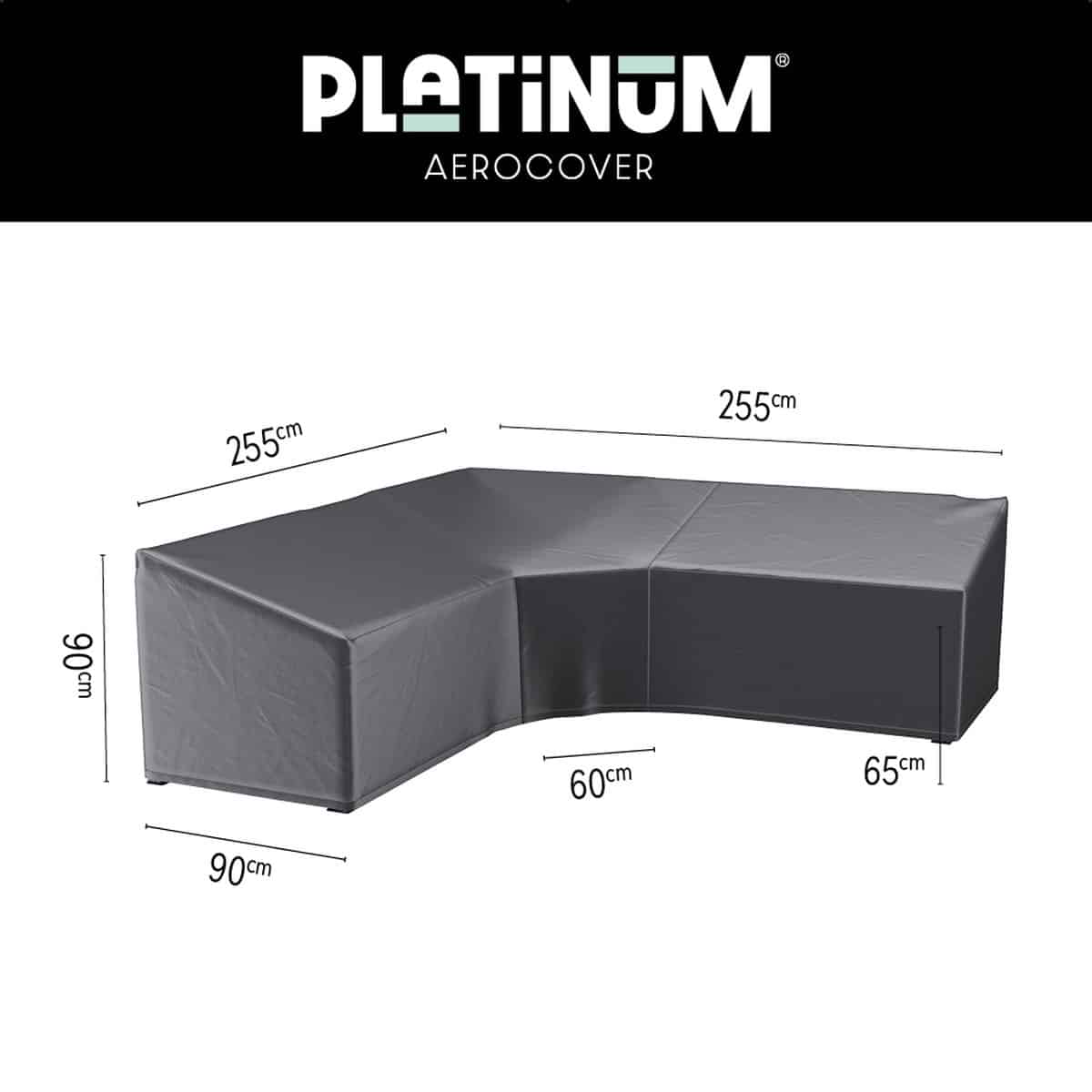 platinum aerocover loungebankhoes l vorm trapezium 255x255x90xh65/90cm ademend