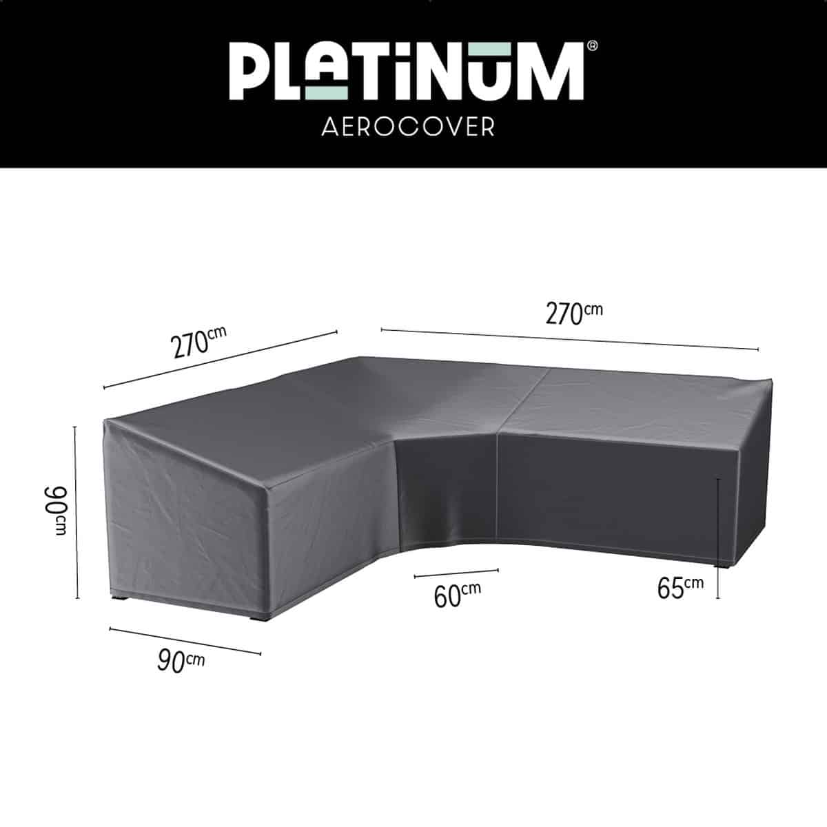 platinum aerocover loungebankhoes l vorm trapezium 270x270x90xh65/90cm ademend