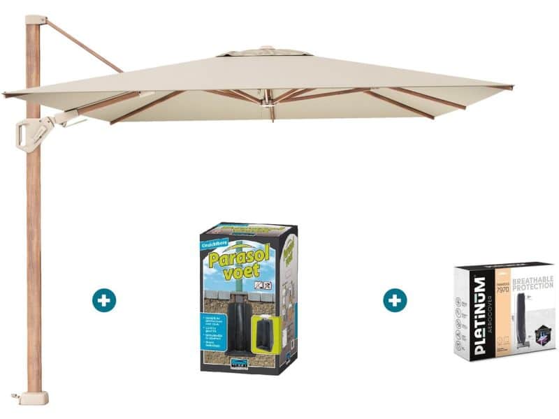 Platinum Challenger parasol Premium T2 3,5x2,6 m. - Champagne Teak