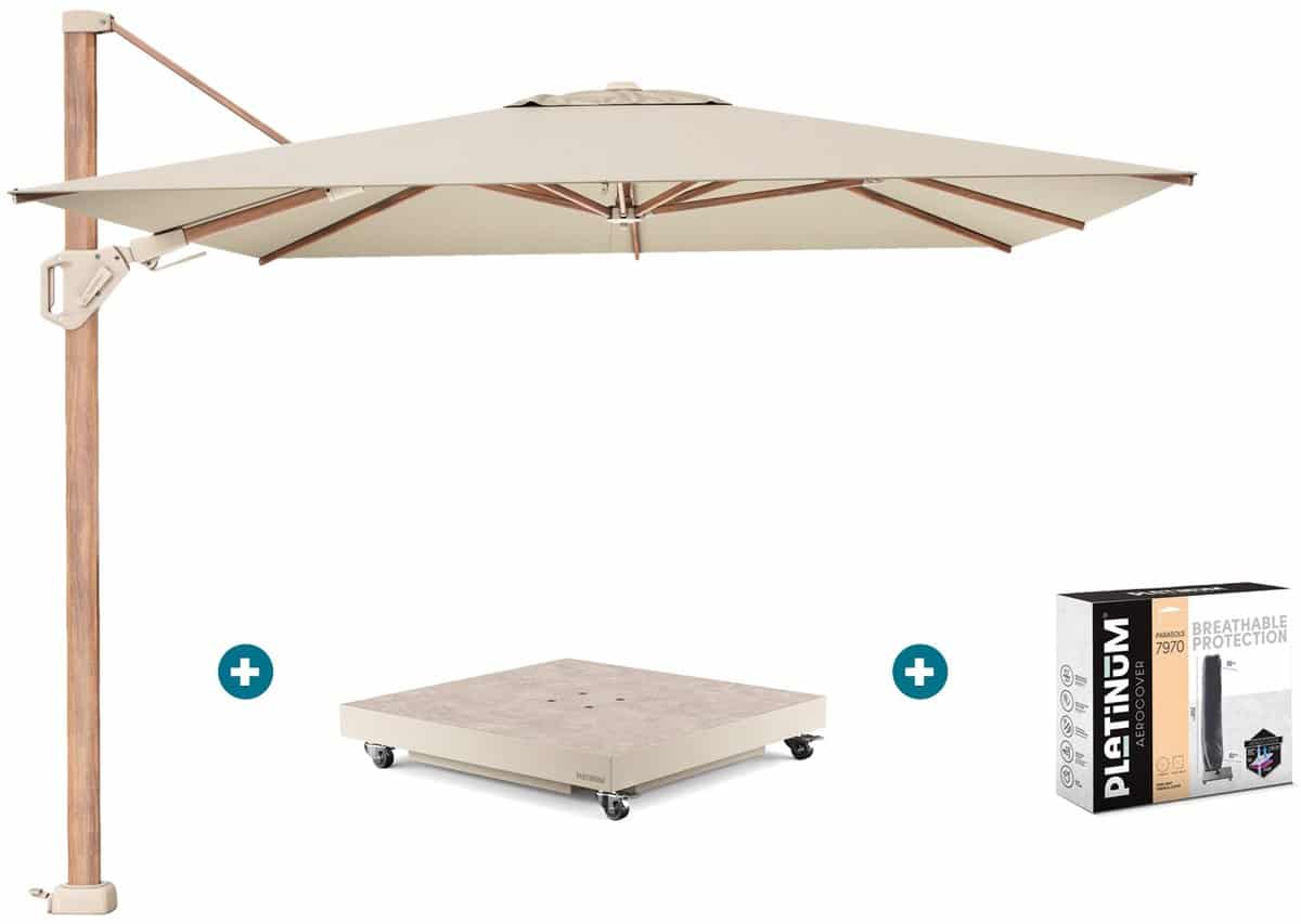 platinum challenger parasol premium t2 3,5×2,6 m. champagne teak