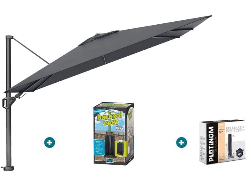 Platinum Challenger zweefparasol Premium T2 2,6x3,5 m - Faded Black