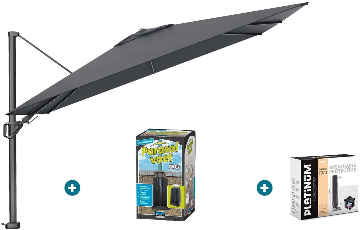 platinum challenger zweefparasol premium t2 2,6×3,5 m faded black