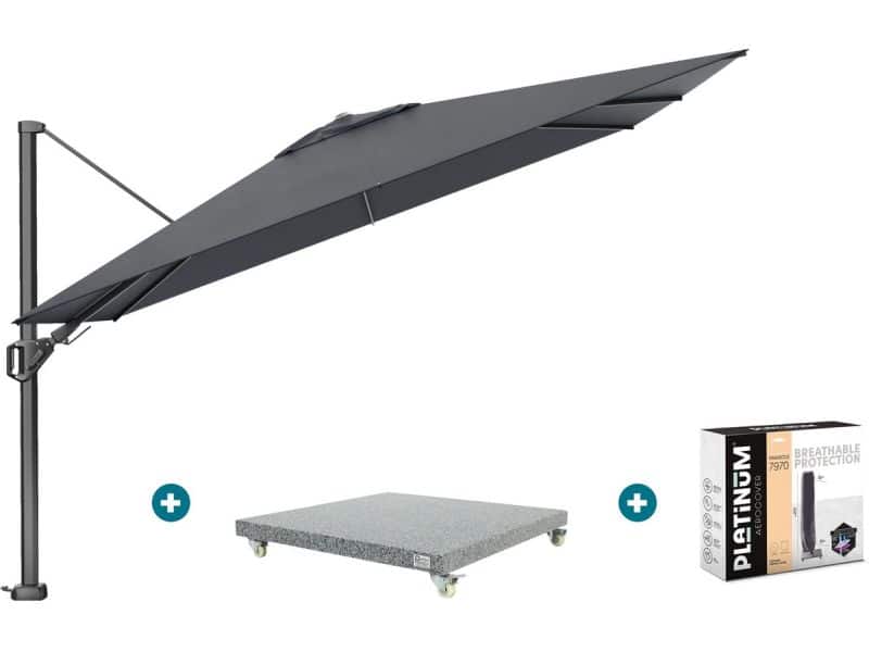 Platinum Challenger zweefparasol Premium T2 2,6x3,5 m - Faded Black