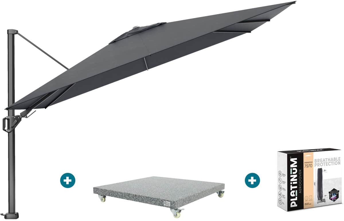 platinum challenger zweefparasol premium t2 2,6×3,5 m faded black