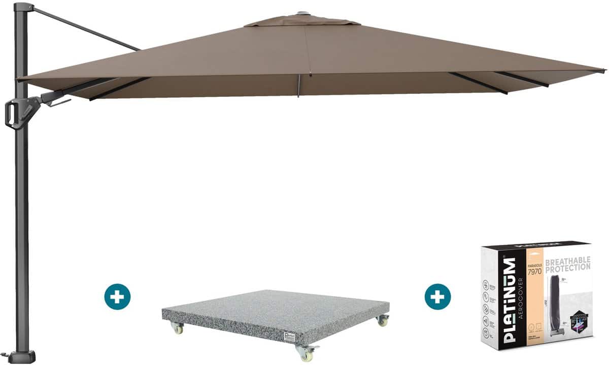 platinum challenger zweefparasol premium t2 2,6×3,5 m havana taupe