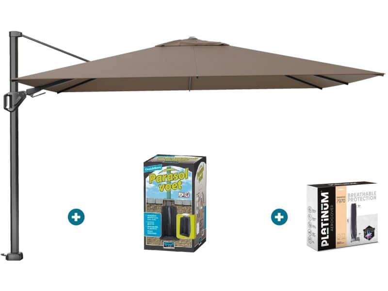 Platinum Challenger zweefparasol Premium T2 2,6x3,5 m - Havana taupe