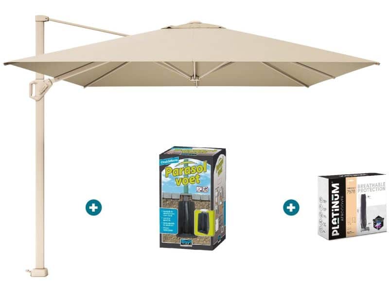 Platinum Challenger zweefparasol T1 Premium 4x3 m. - Champagne Sandstone