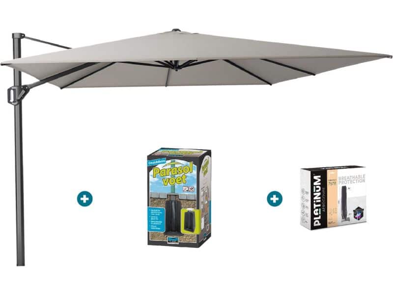 Platinum Challenger zweefparasol T1 Premium 4x3 m. - Manhattan Grey