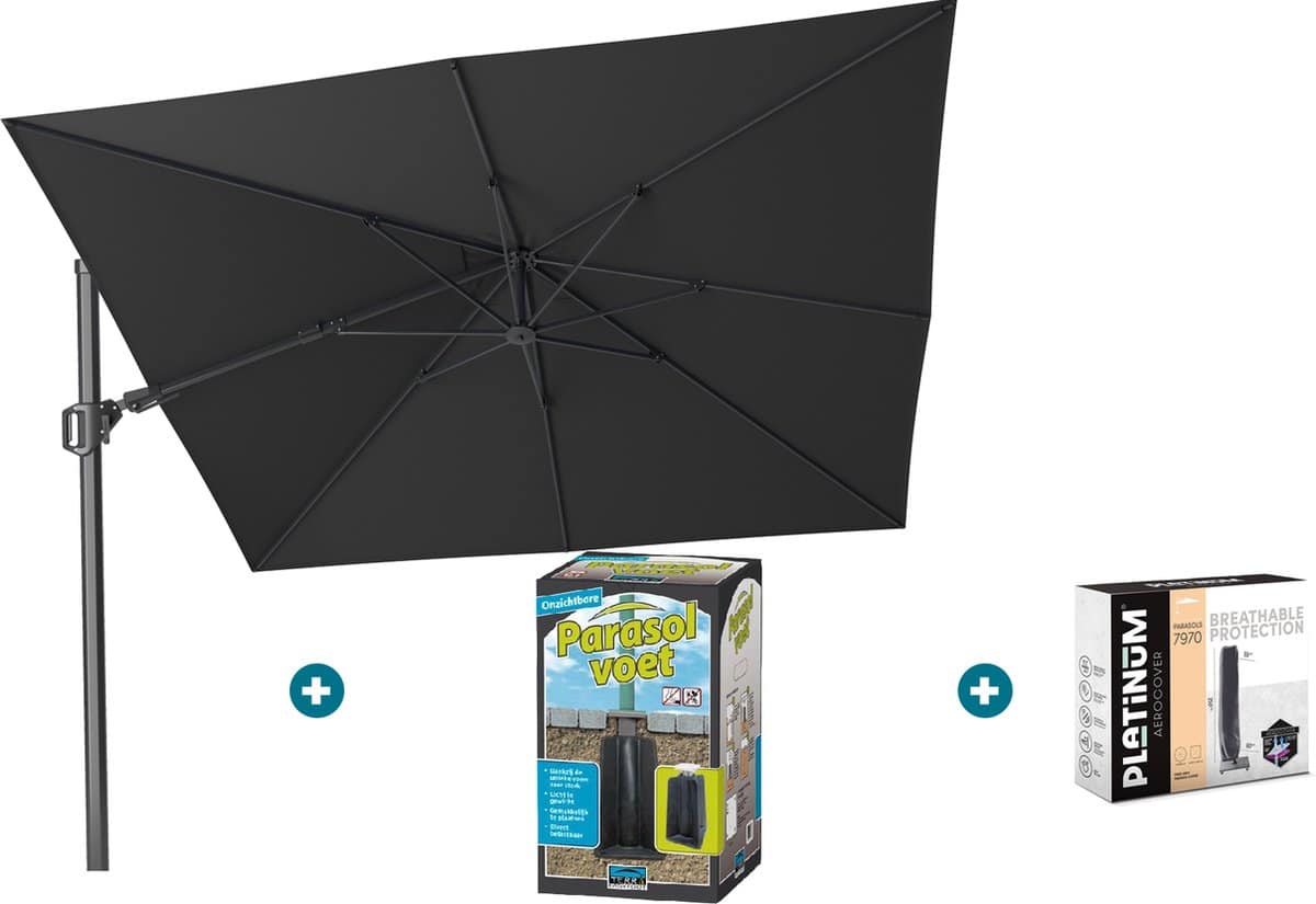 platinum challenger zweefparasol t2 3×3 m. faded black