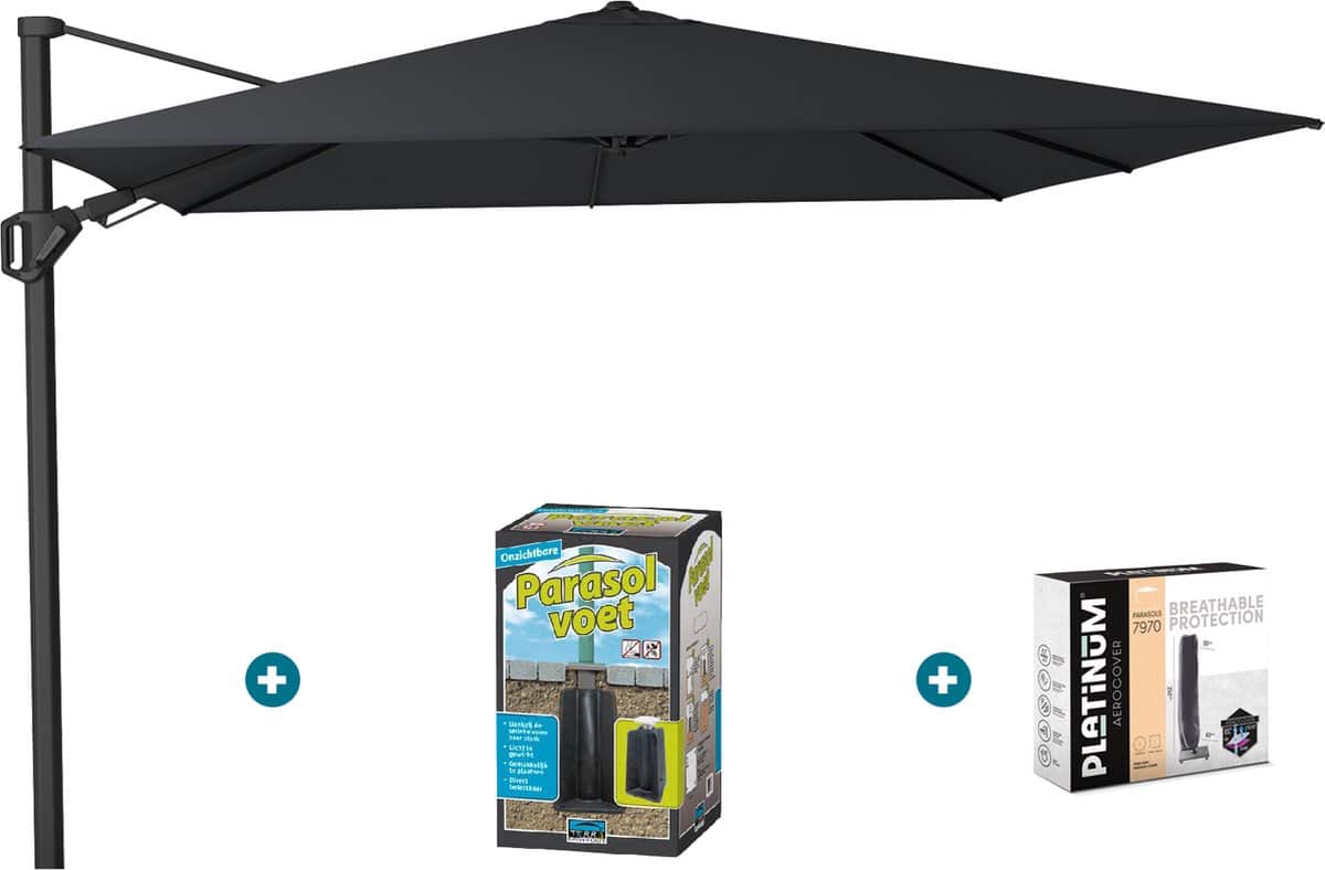 platinum challenger zweefparasol t2 3×3 m. jet black