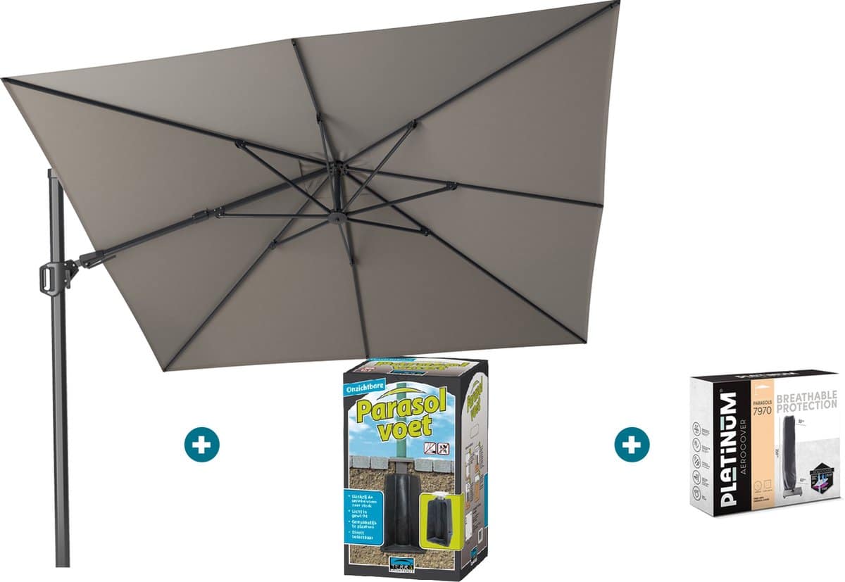 platinum challenger zweefparasol t2 3×3 m. manhattan grey