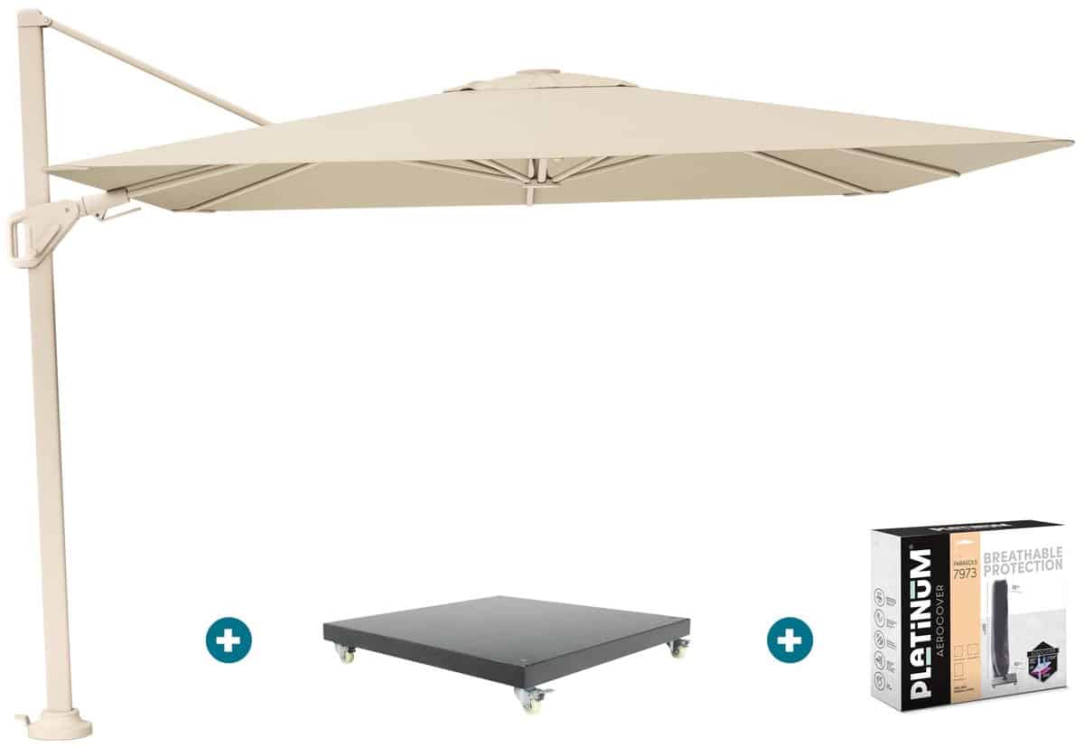 platinum nexus t2 zweefparasol 3×3 m. champagne sandstone