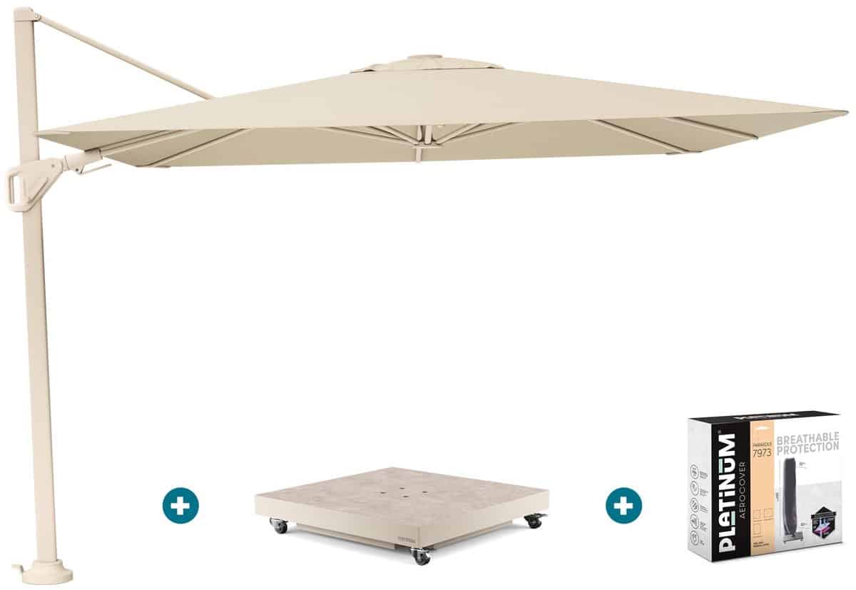platinum nexus t2 zweefparasol 3×3 m. champagne sandstone