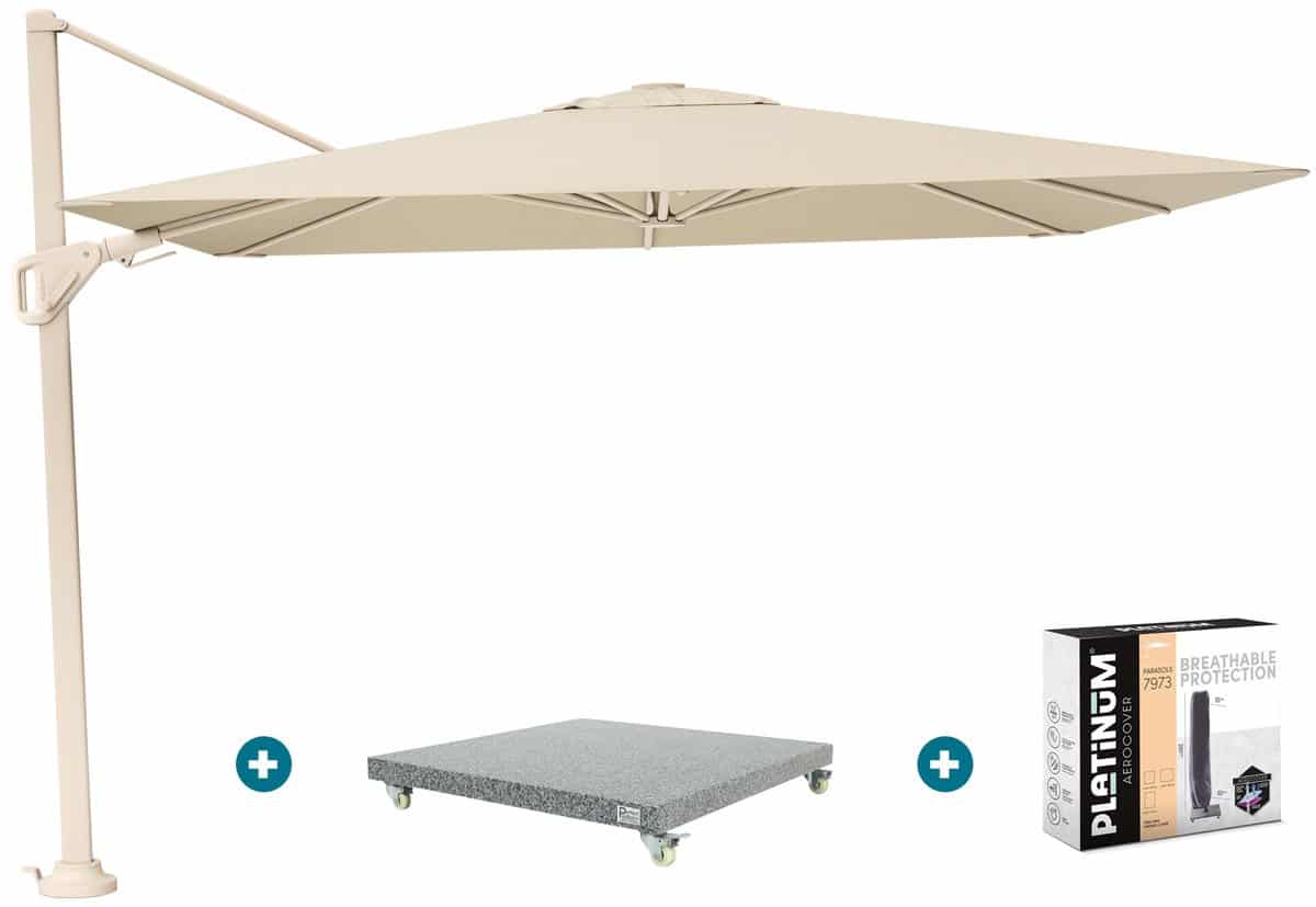 platinum nexus t2 zweefparasol 3×3 m. champagne sandstone