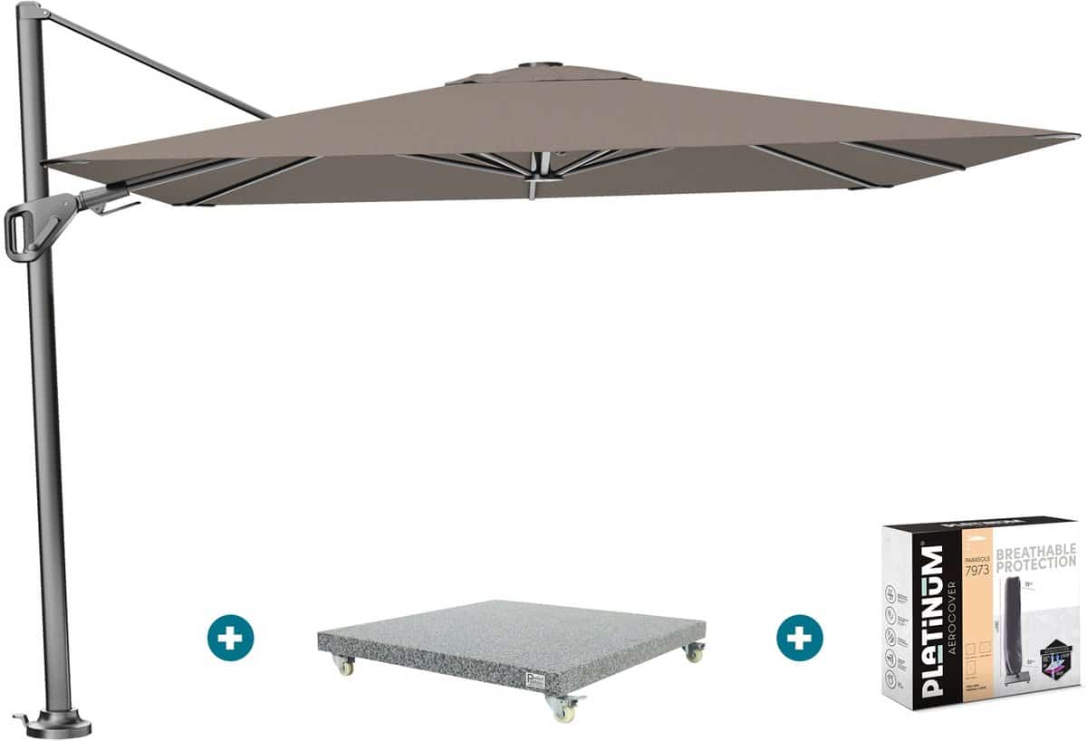platinum nexus t2 zweefparasol 3×3 m. havanna taupe