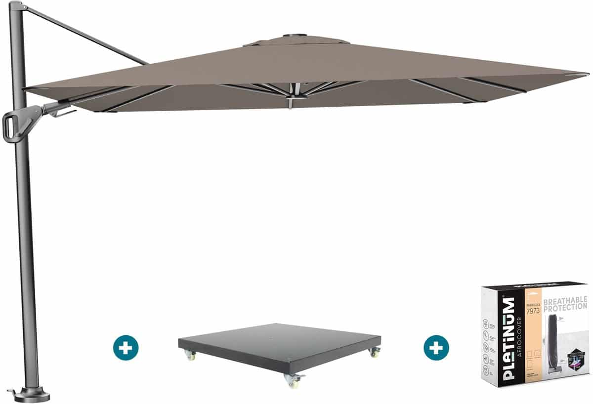 platinum nexus t2 zweefparasol 3×3 m. havanna taupe