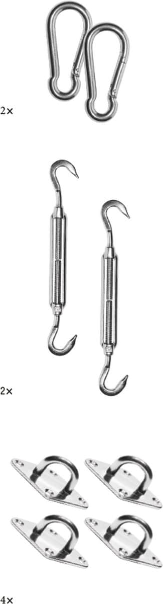 platinum sun & shade bevestigingsset voor schaduwdoek vierkant en