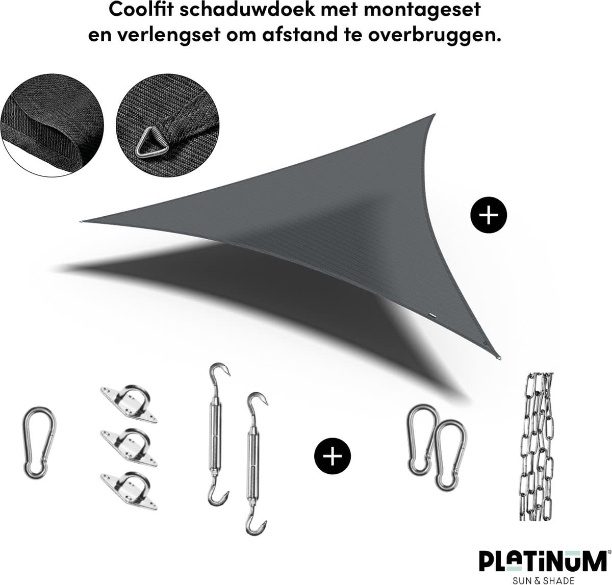 platinum sun & shade coolfit schaduwdoek driehoek
