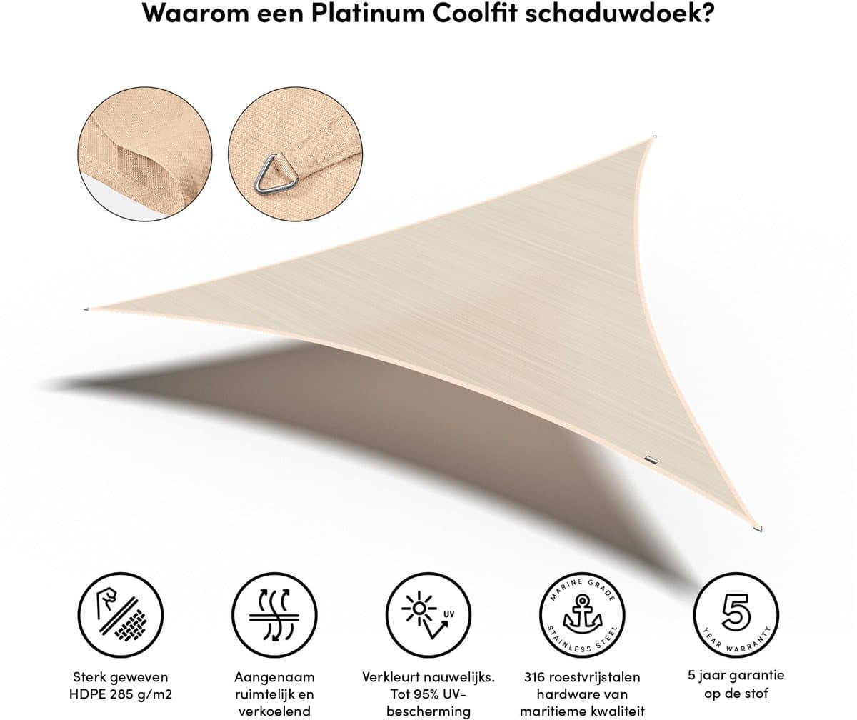platinum sun & shade coolfit schaduwdoek driehoek