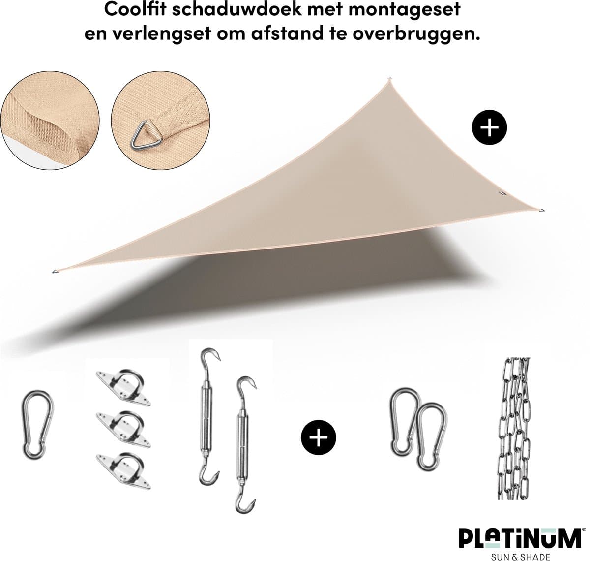 platinum sun & shade coolfit schaduwdoek driehoek
