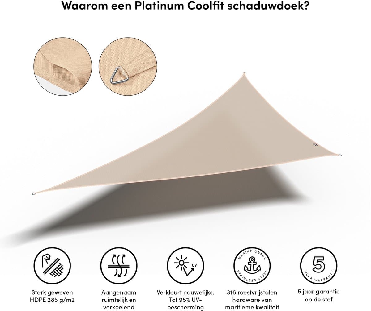 platinum sun & shade coolfit schaduwdoek driehoek