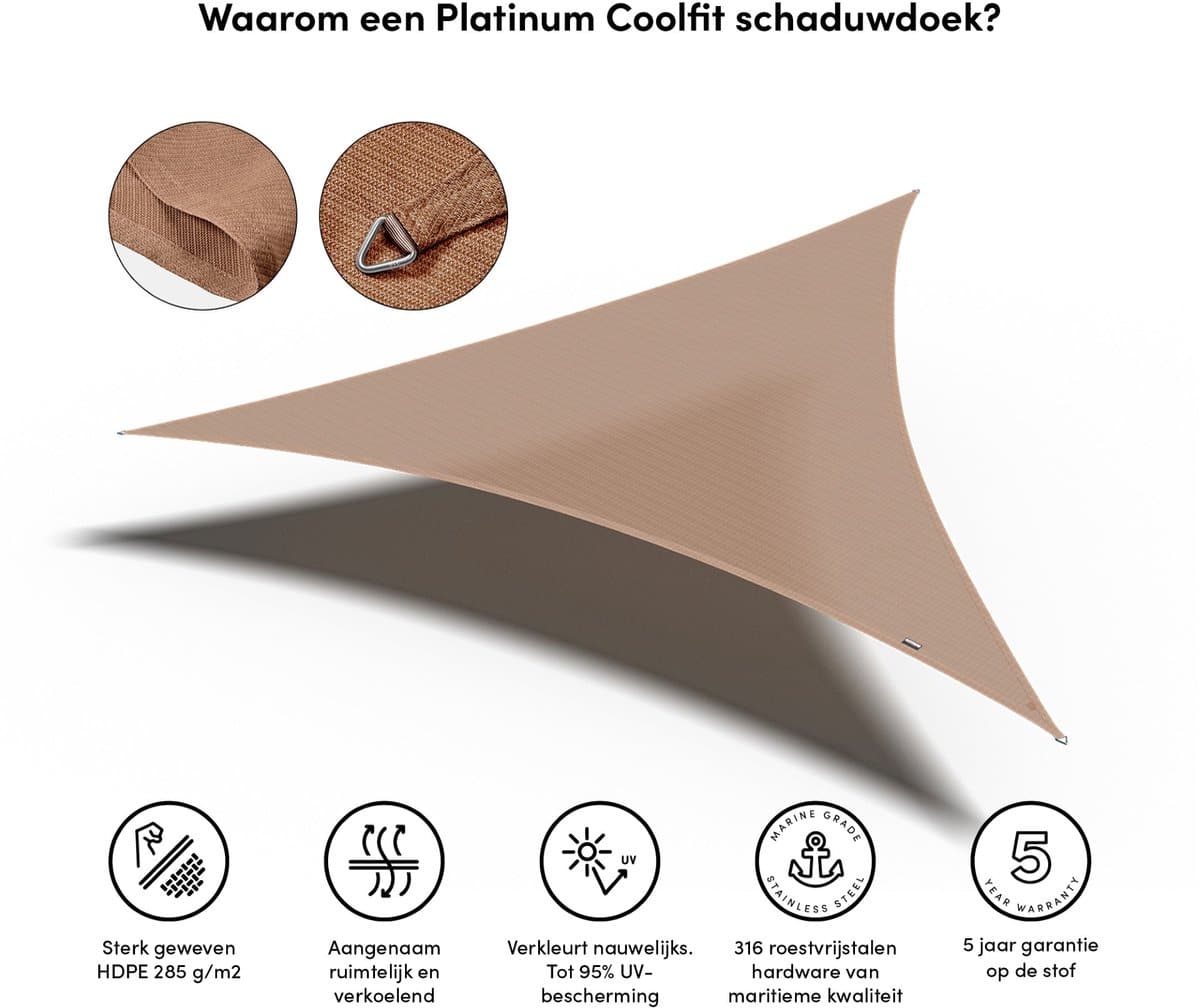 platinum sun & shade coolfit schaduwdoek driehoek