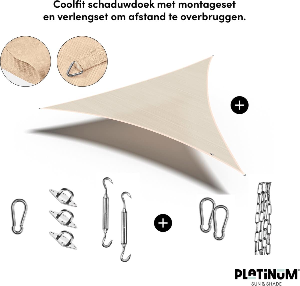 platinum sun & shade coolfit schaduwdoek driehoek
