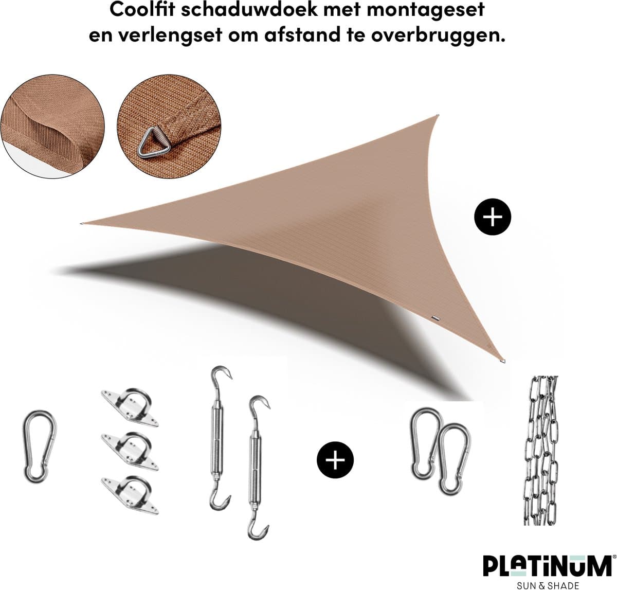 platinum sun & shade coolfit schaduwdoek driehoek