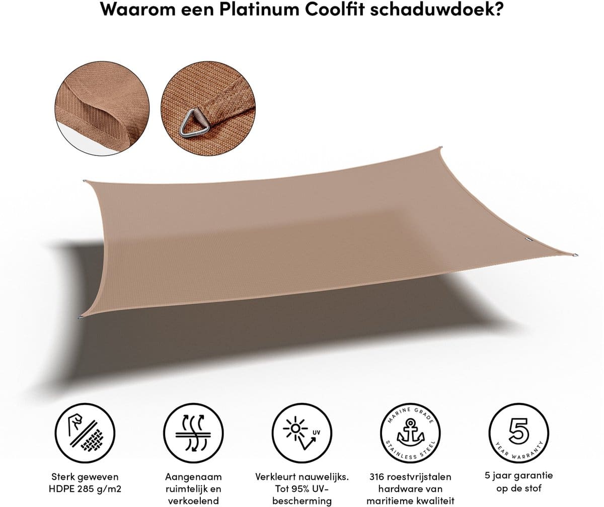 platinum sun & shade coolfit schaduwdoek rechthoek