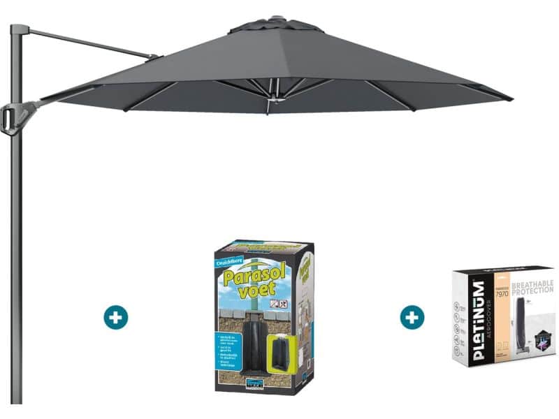 Platinum Voyager ronde zweefparasol T1 3 m. - Antraciet met