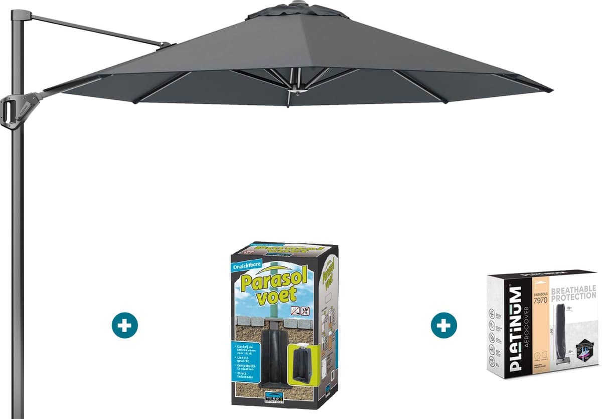 platinum voyager ronde zweefparasol t1 3 m. antraciet met