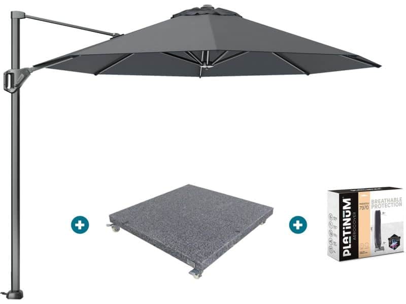 Platinum Voyager ronde zweefparasol T1 3 m. - Antraciet met